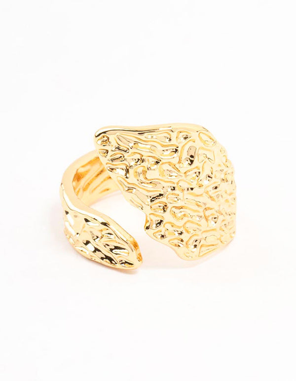 Gold Plated Textured Metal Wrap  Ring
