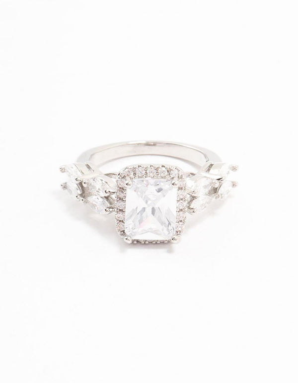Silver Eloquent Cubic Zirconia Rectangular Ring