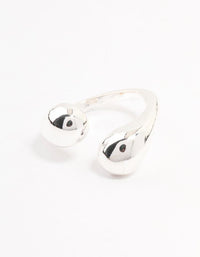 Designed with dual sphere accents, this chunky ring in silver plated metal highlights structural elements side detail view - link has visual effect only