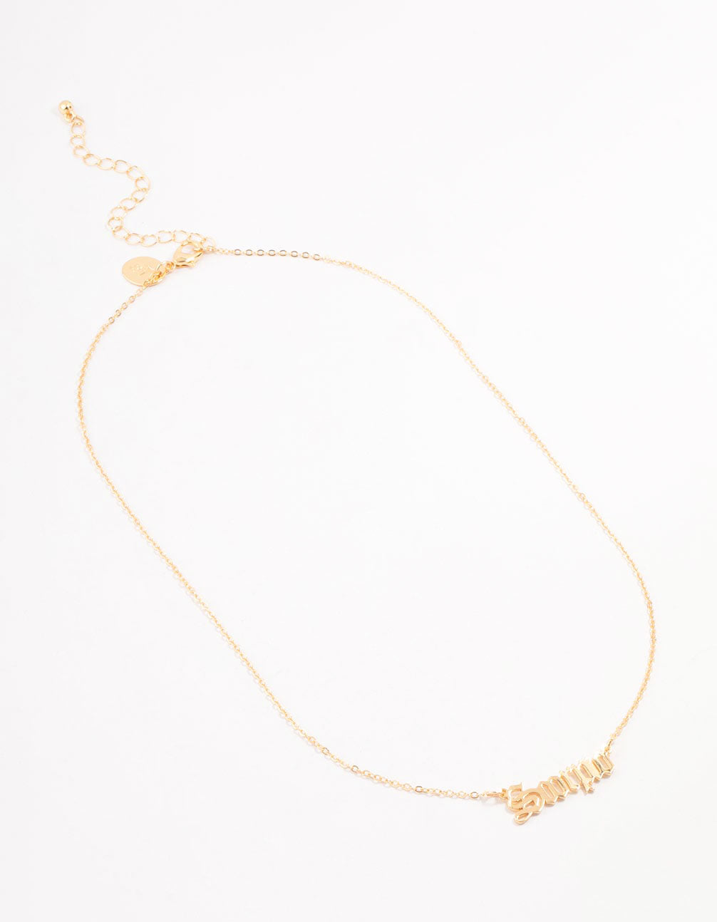 Gold Plated Scorpio Gothic Script Necklace