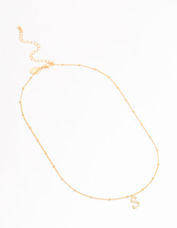Gold Plated Cursive Initial Necklace