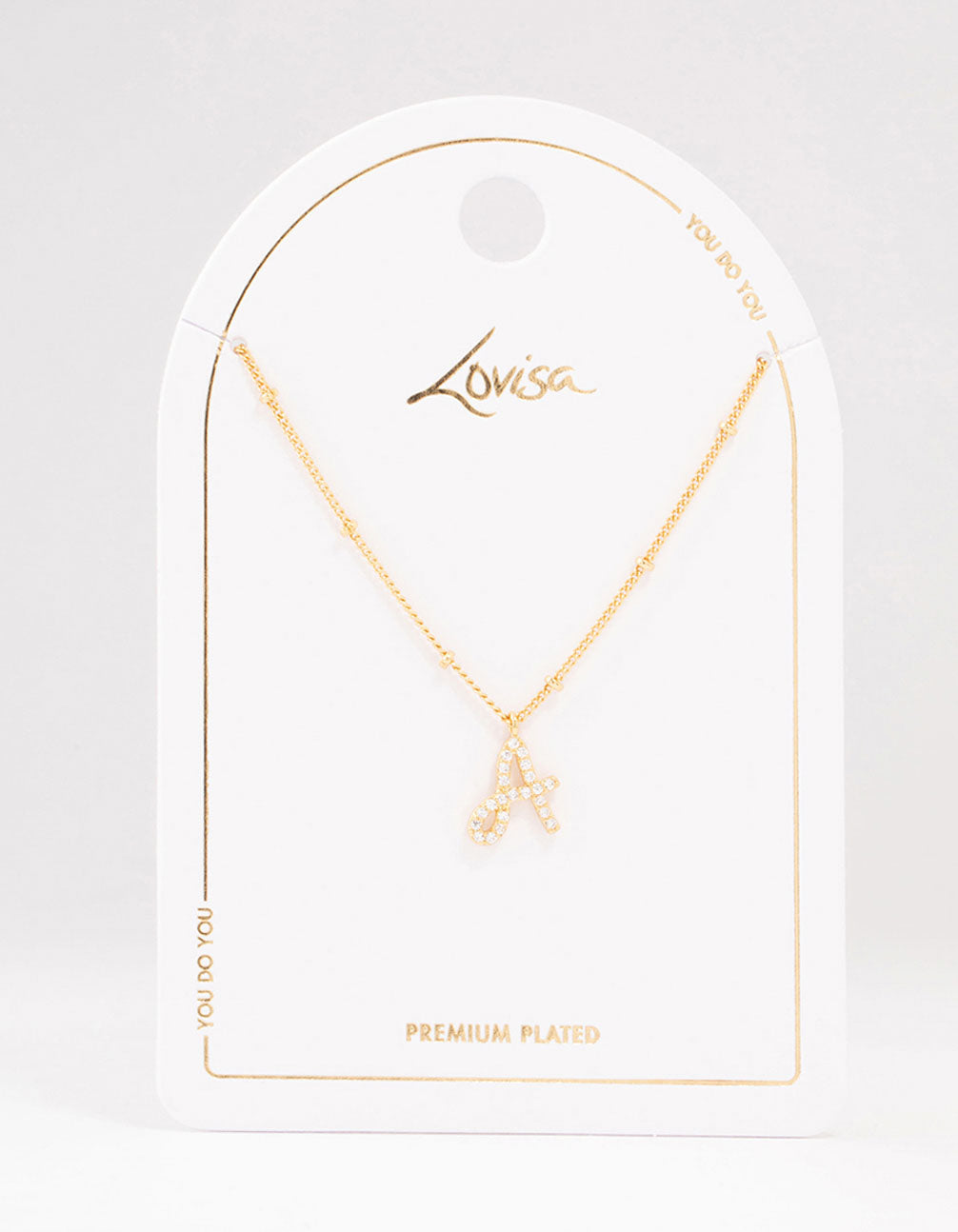 Gold Plated Cursive A Initial Necklace