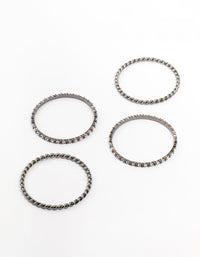 Black Silver Diamante Bangles 4-Pack - link has visual effect only