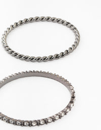 Black Silver Diamante Bangles 4-Pack - link has visual effect only