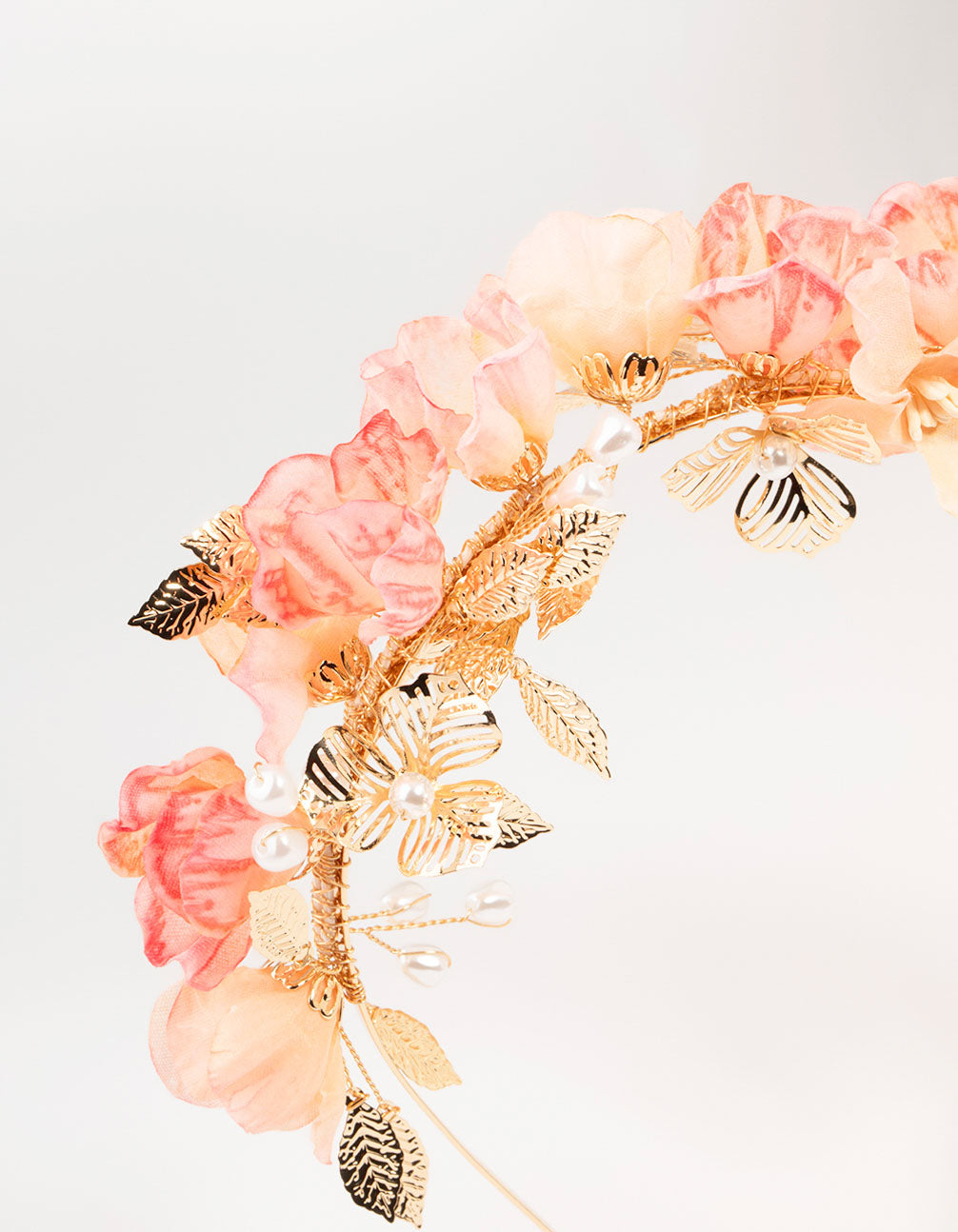 Gold & Pink Flower Petals Headband