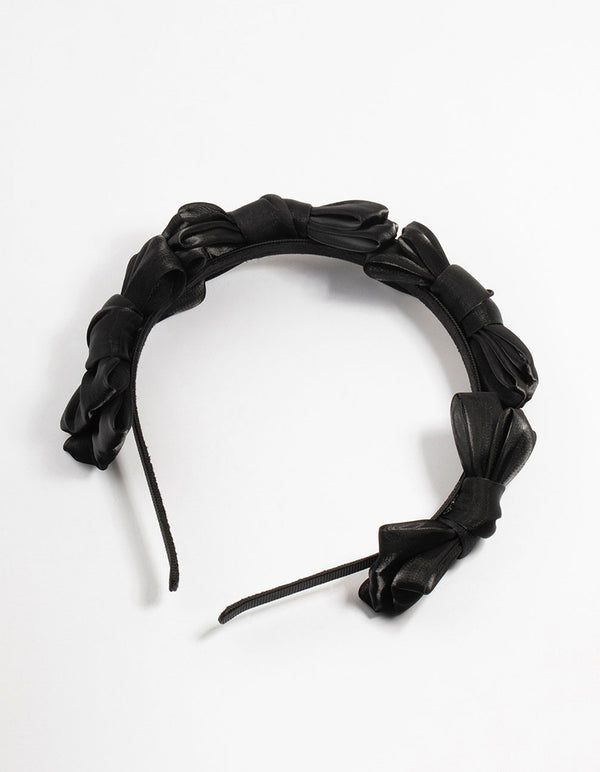 Black Fabric Small Bow Heaband
