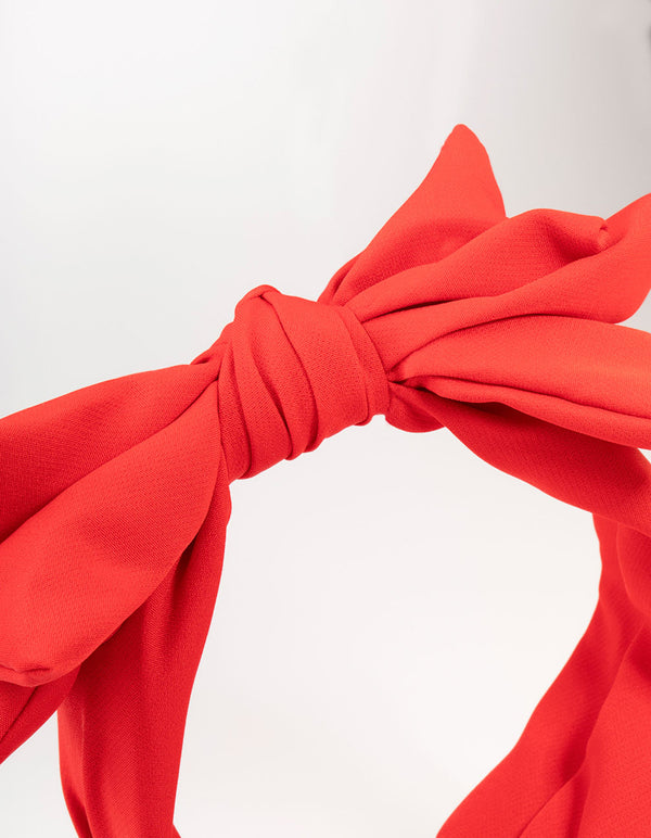 Large Red Fabric Bow Headband