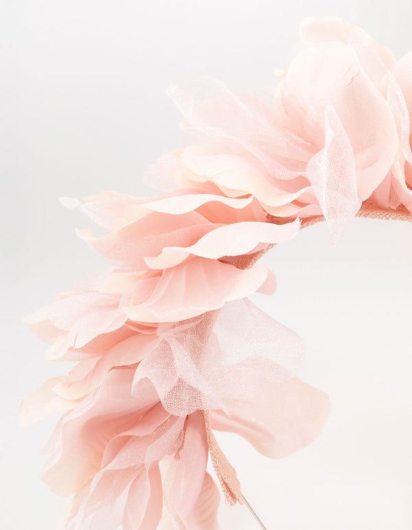 Blush Fabric Flower Layered Headband