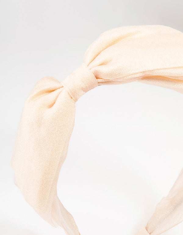 Blush Chiffon Fabric Bow Headband