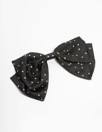 Black Fabric & Polka Dot Bow Clip - link has visual effect only