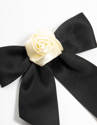Black & Cream Rosette Bow Clip - link has visual effect only