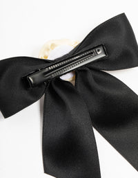 Black & Cream Rosette Bow Clip - link has visual effect only
