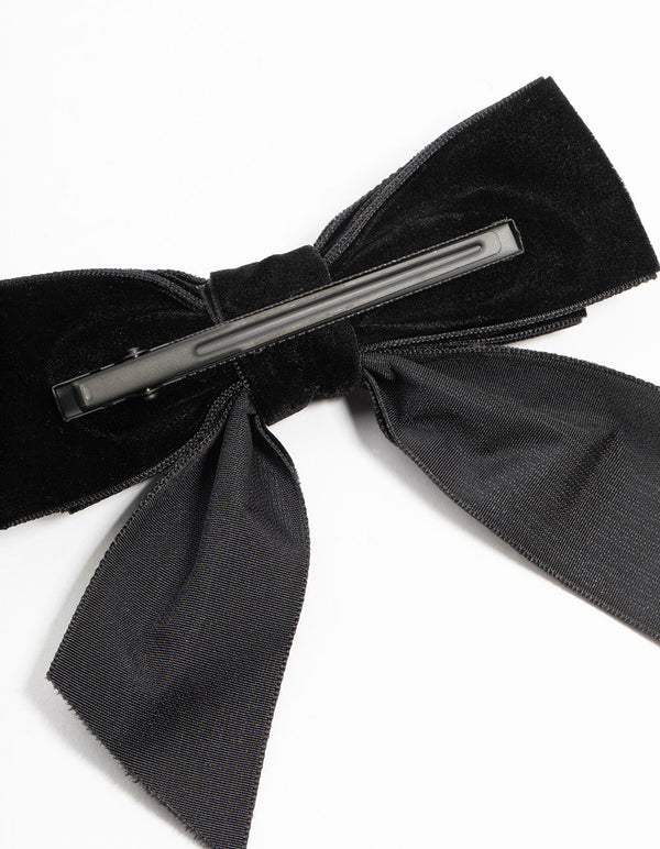 Black Velvet Fabric Bow Clip