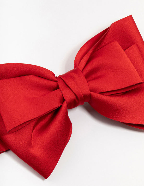 Large Red Fabric Bow Clip