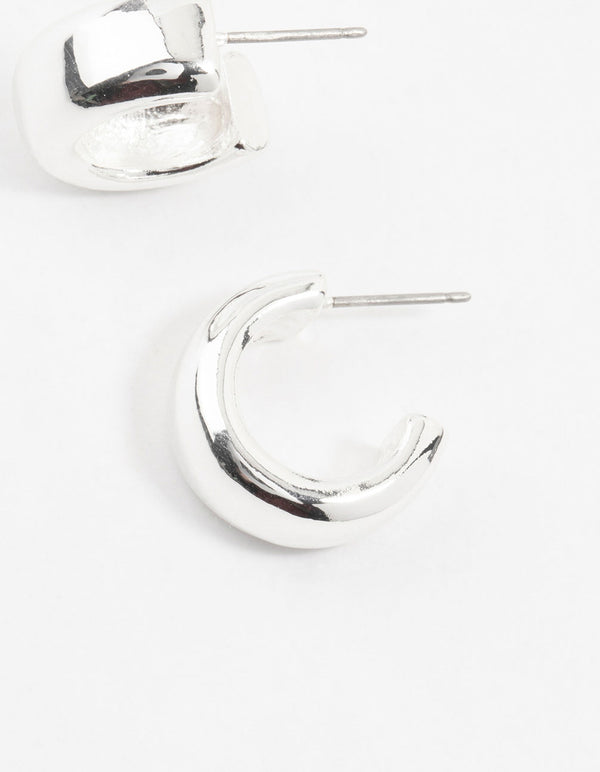 Silver Plated Mini Chunky Hoop Earrings