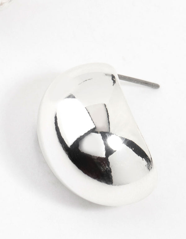 Silver Plated Mini Oval Bubble Stud Earrings