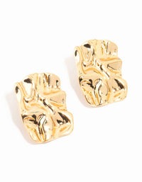 Gold Plated Molten Rectangle Stud Earrings - link has visual effect only