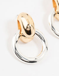 Mixed Metals Bubble Doorknocker Stud Earrings - link has visual effect only