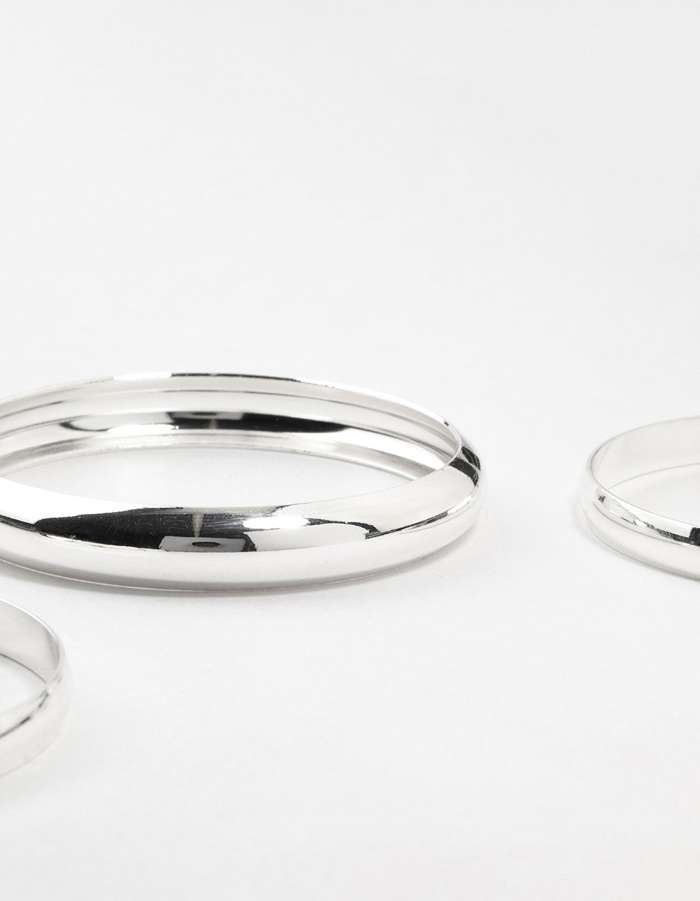 Silver Plated Classic Medium Smooth Bracelets 3-Pack