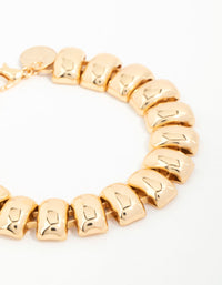 Gold Plated Textured Rectangle Bracelet - link has visual effect only