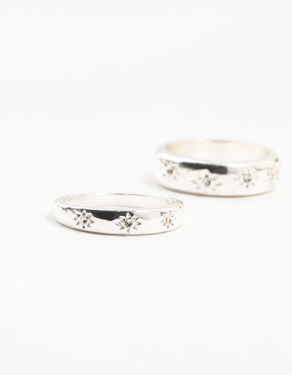 Silver Plated Celestial Star Rings 3-Pack