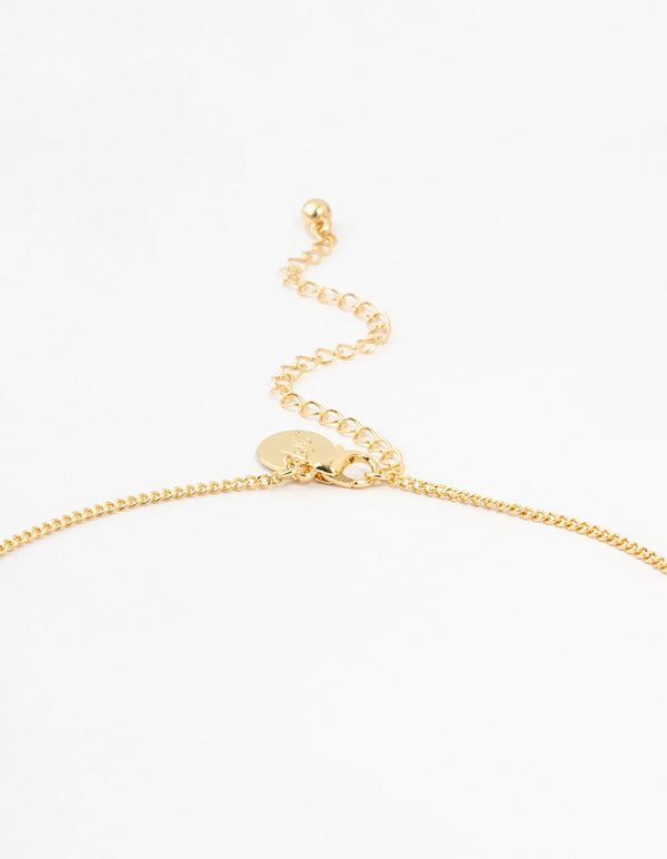 Gold Plated Cubic Zirconia Semi Precious Rose Quartz Donut Necklace