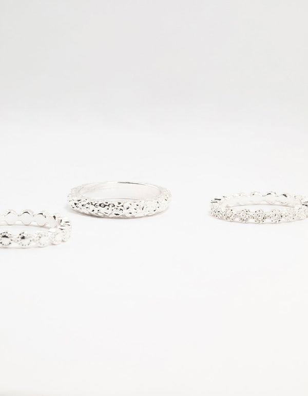 Silver Plated Molten Mixed Rings 5-Pack