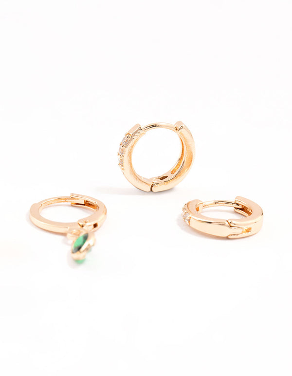 Gold Oval Stud & Hoop Earrings 3-Pack