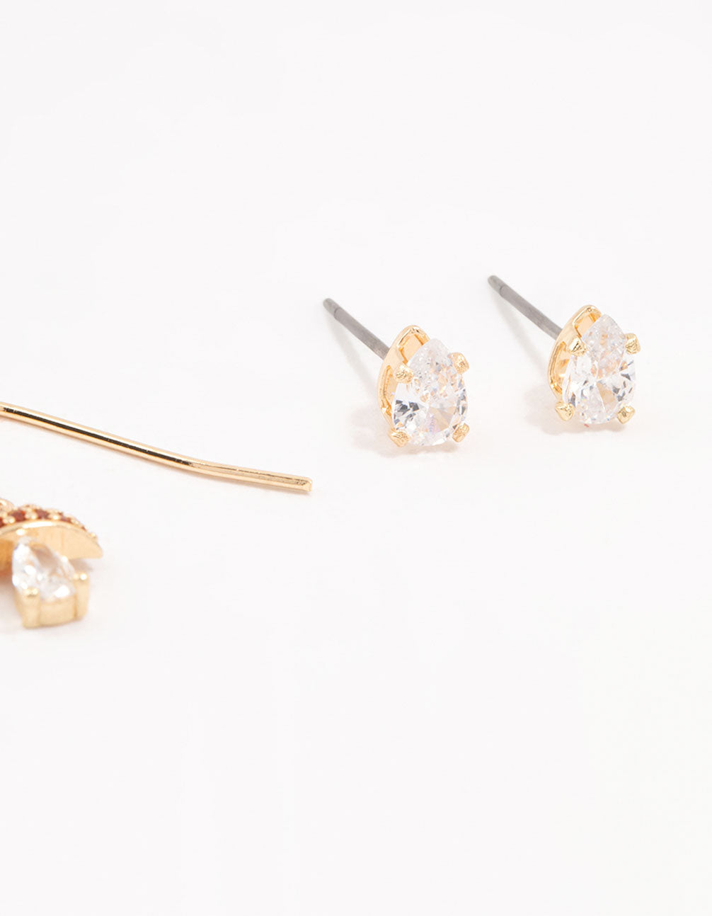 Gold Diamante Mushroom & Cherry Earrings 3-Pack