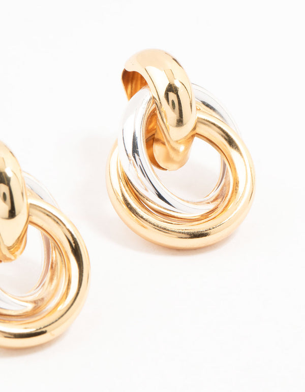 Mixed Metals Vintage Stud Earrings