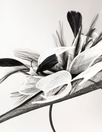 Black & White Sinamay Bow Angled Fascinator - link has visual effect only