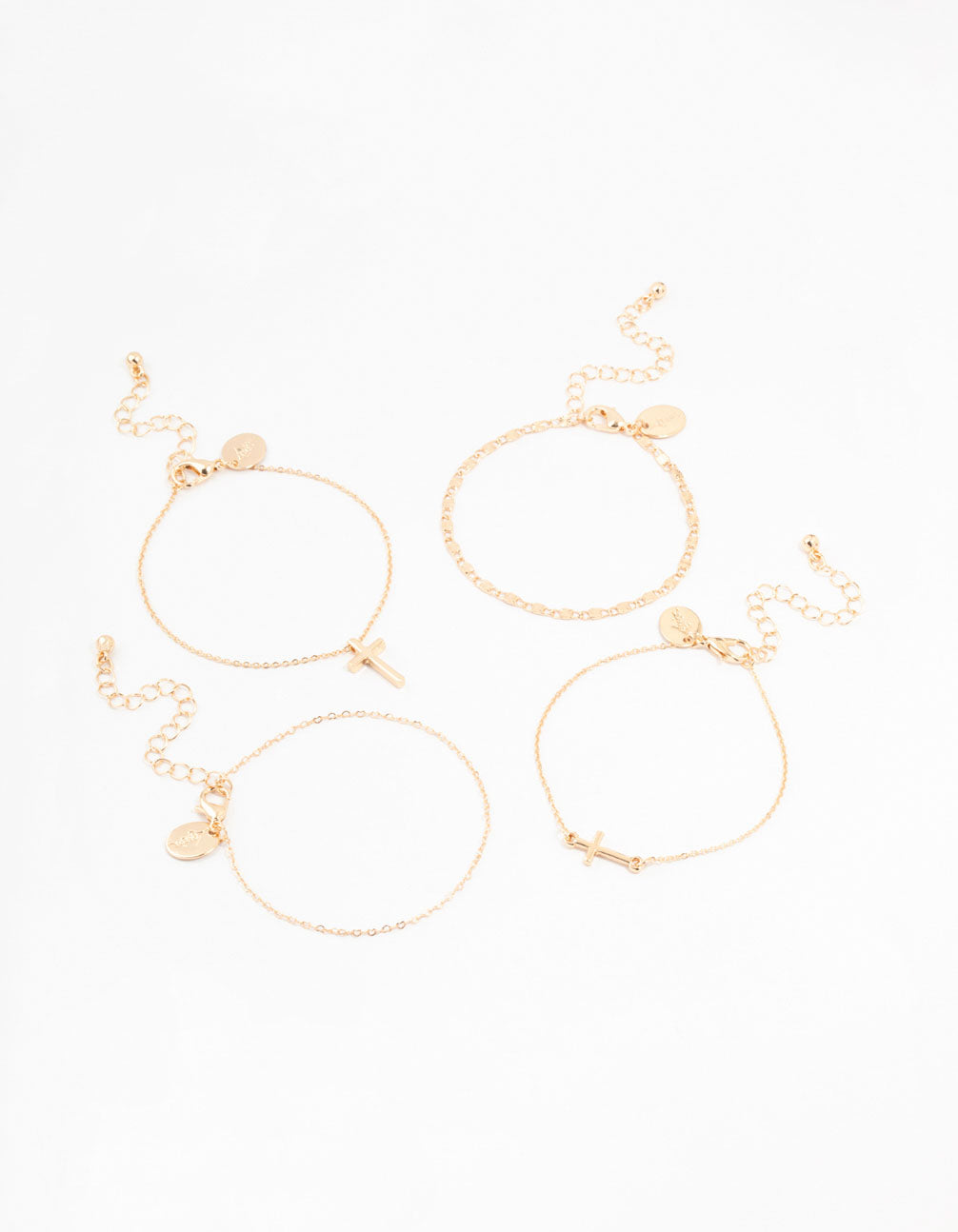Gold Dainty Cross Bracelets 4-Pack
