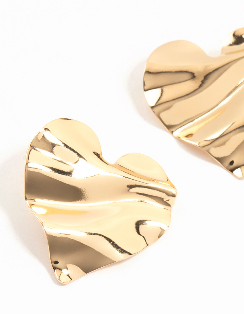 Molten Gold Heart Stud Earrings
