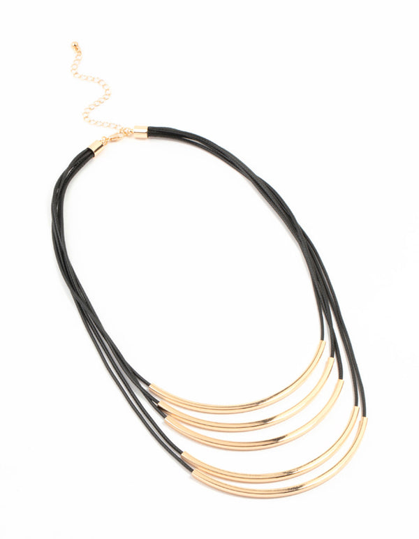 Gold Multirow Layered Cord Necklace