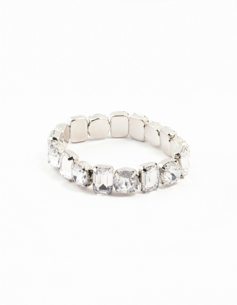 Silver Diamante Cluster Stretch Bracelet