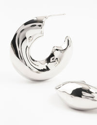 Silver Melted Wave Hoop Earrings - link has visual effect only