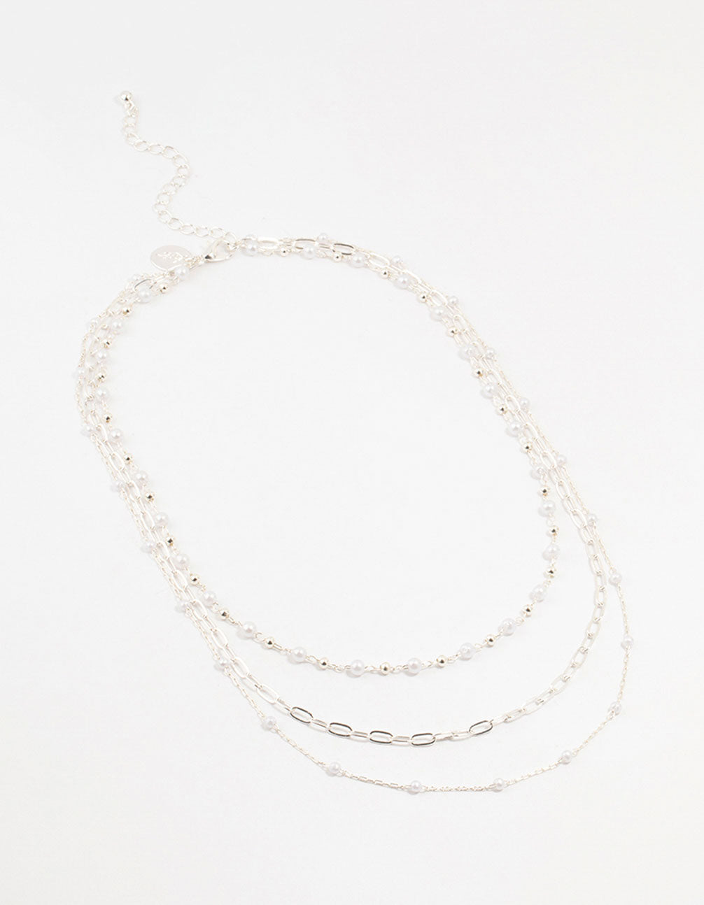 Silver Fine Station Pearl Necklace