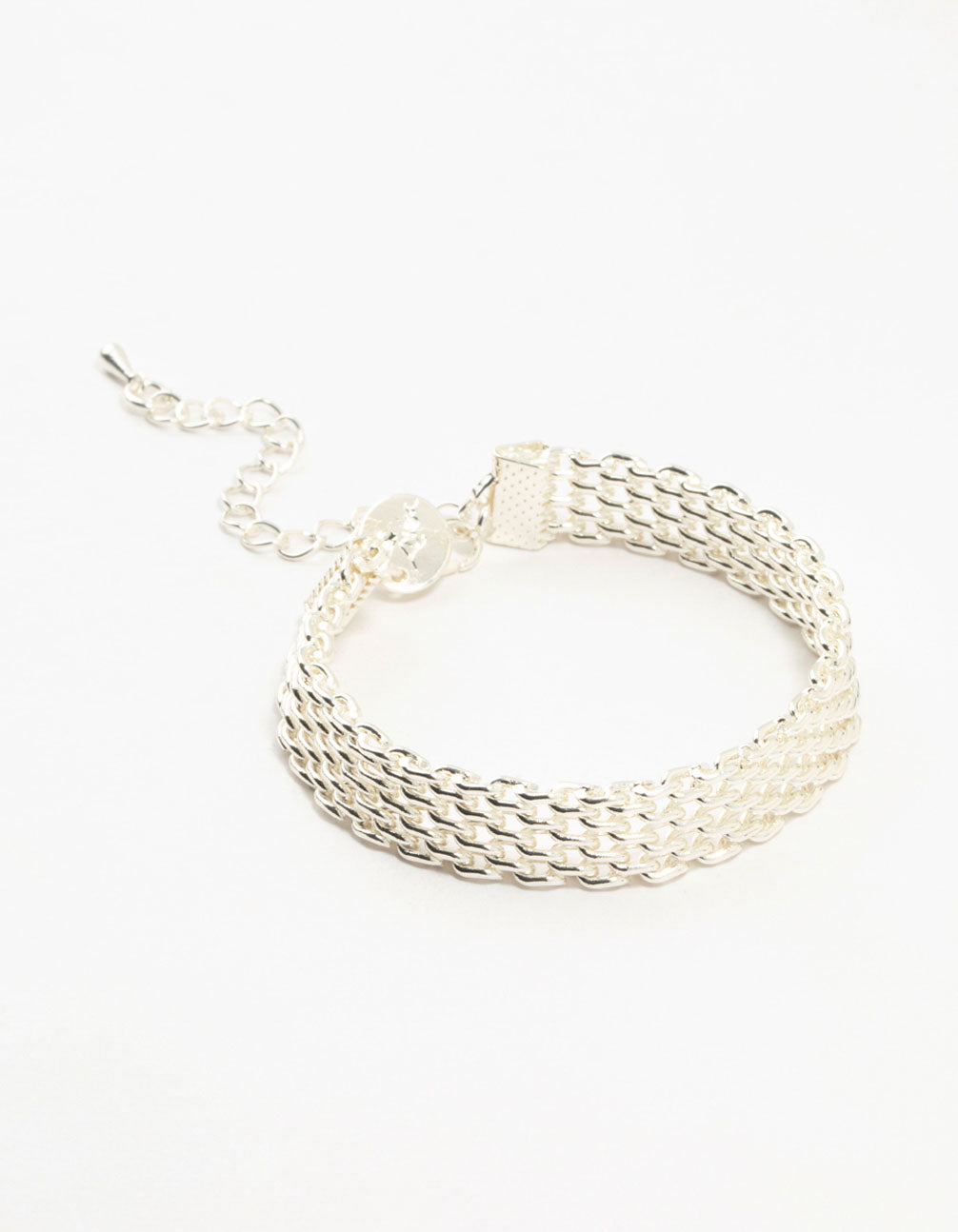 Silver Plated Brass  Skinny Mesh Link Bracelet