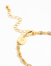 Gold Plated Brass Diamante Infinity Link Bracelet - link has visual effect only