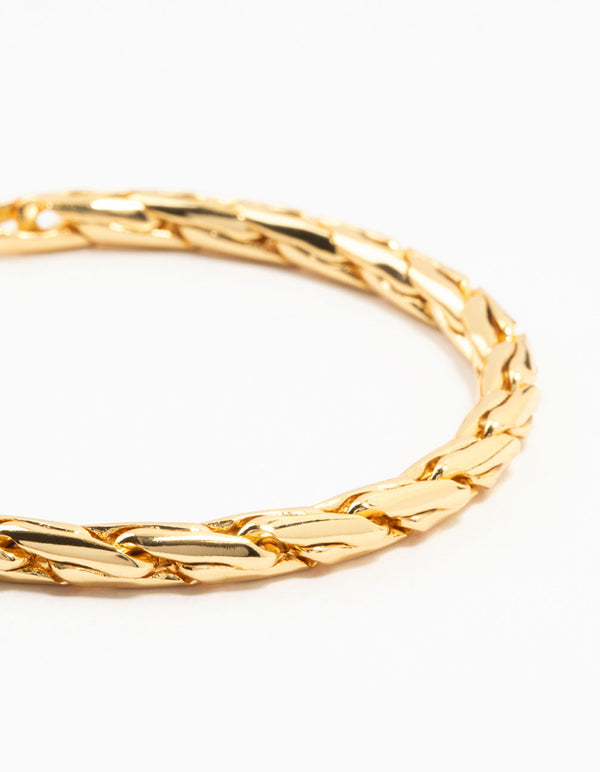 Gold Plated Brass Cylinder Long Link Bracelet