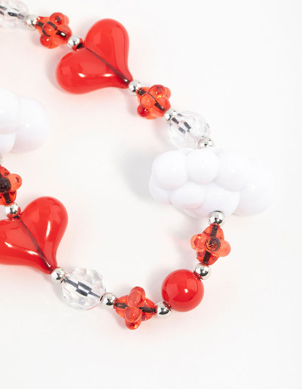 Red & White Cloud Heart Keychain