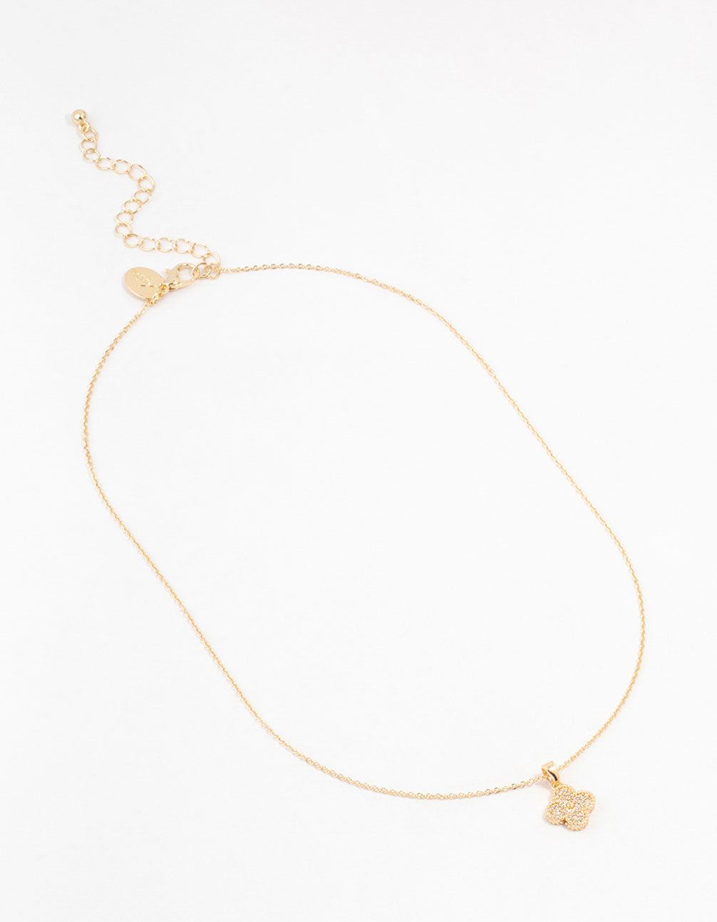 Gold Clover Pave Cubic Zirconia Pendant Necklace
