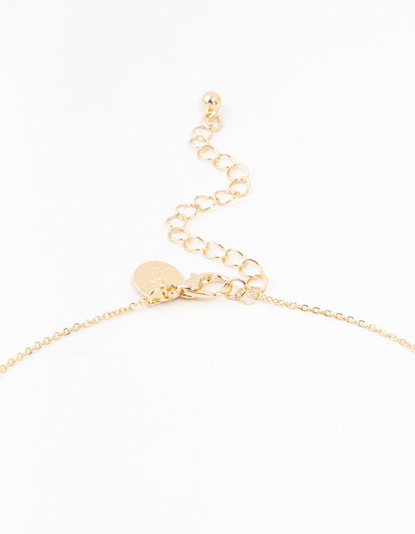 Gold Clover Pave Cubic Zirconia Pendant Necklace