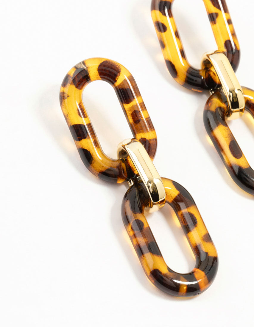 Acrylic Tortoiseshell Link Drop Earrings