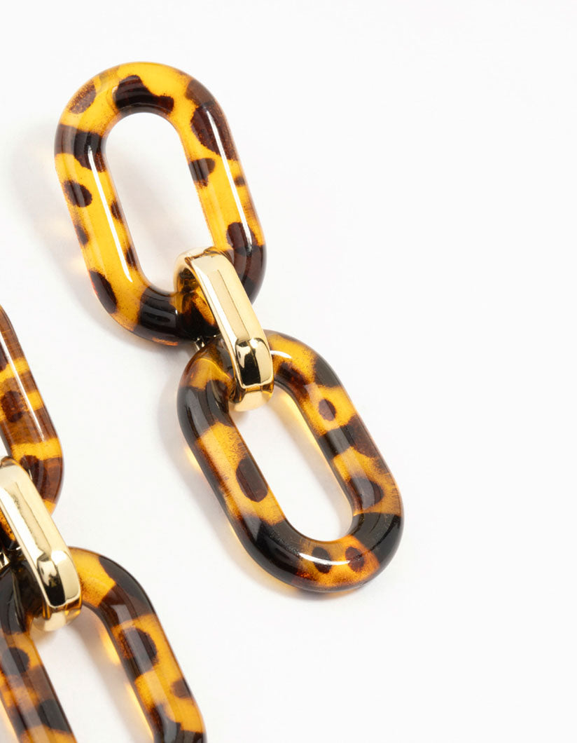 Acrylic Tortoiseshell Link Drop Earrings