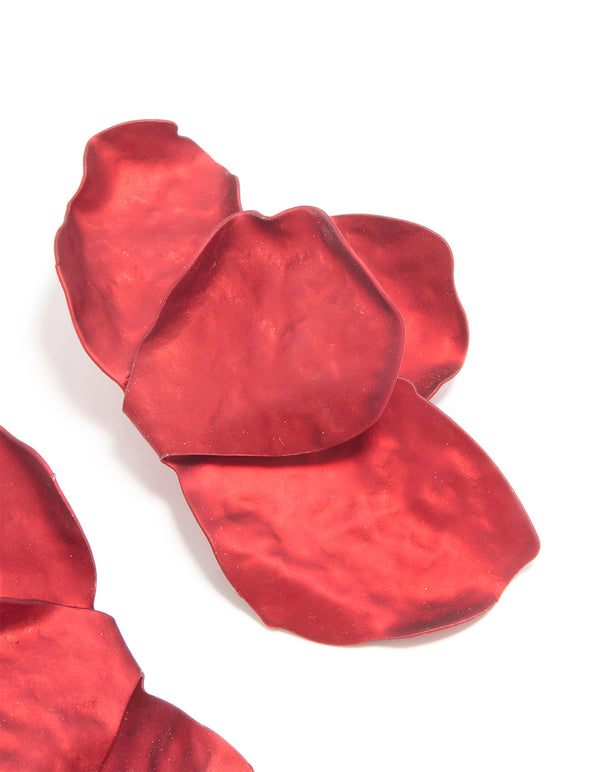 Red Coated Flower Petal  Drop Earrings