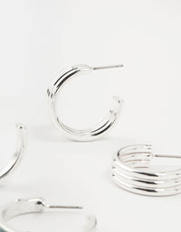 Silver Abalone Genuine Shell  Hoop Earrings 2-Pack - link has visual effect only