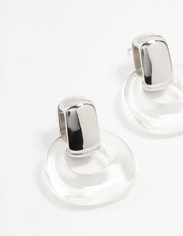 Silver Acrylic Stud Earrings