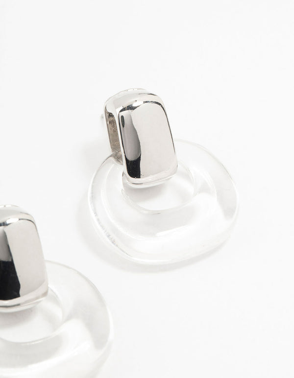 Silver Acrylic Stud Earrings