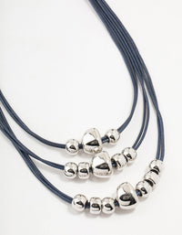 Silver 3 Row Ball Cord Necklace - link has visual effect only